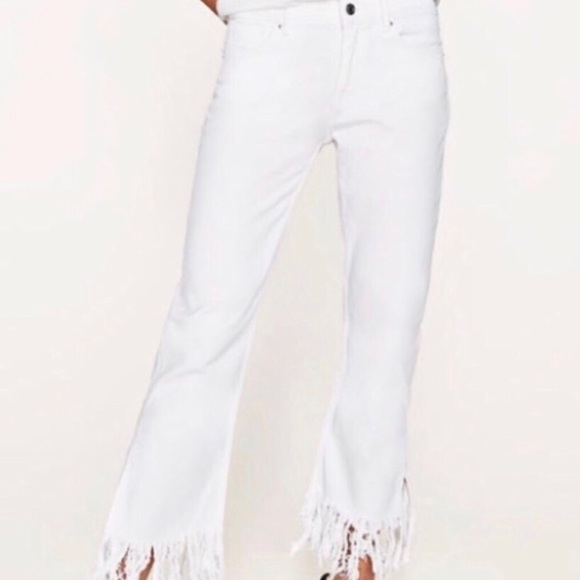 white jeans fringe bottom
